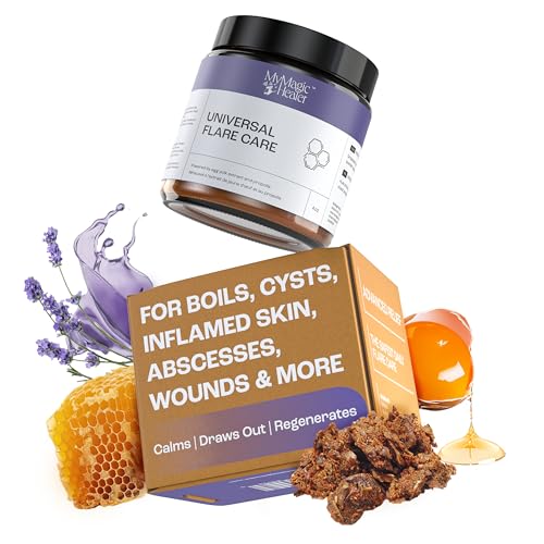 MyMagicHealer Universal Flare Care Drawing Salve for HS Boils Cysts Hemorrhoids Pilonidal Cyst Abscess AntiChafing Wound Care Relief for Itching Skin wPropolis Egg Yolk Extract 4 oz